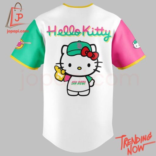 3D graphic 3 San Diego Padres Hello Kitty Baseball Jersey with bold design