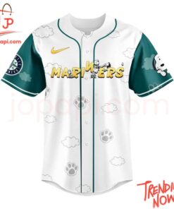 Bold and stylish casual wear – Seattle Mariners Snoopy Peanuts Jersey