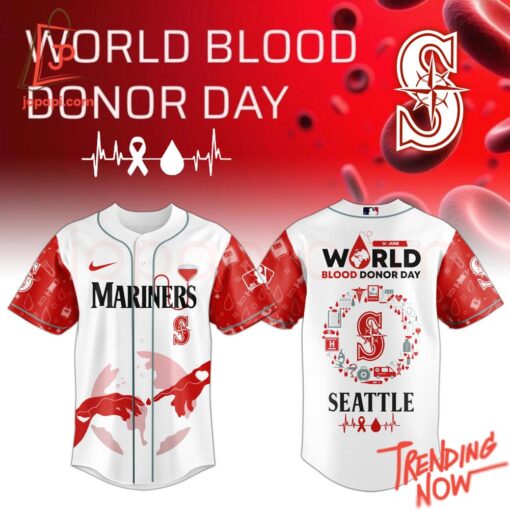 High-quality product with unique design – Seattle Mariners World Blood Donor Day Jersey