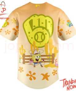 Bold and stylish casual wear – Spongebob Squarepants Milwaukee Brewers Baseball Jersey