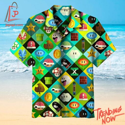 Comfortable Super Mario Pattern Game Pixel Hawaiian Shirt with eye-catching graphic