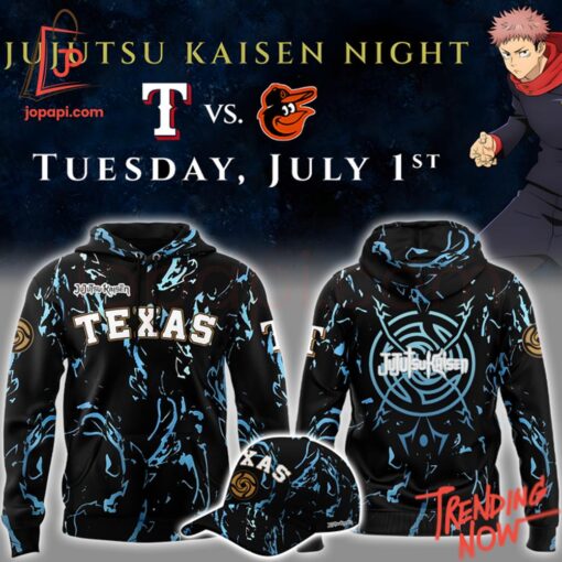 Comfortable Texas Rangers Jujutsu Kaisen Night Hoodie with eye-catching graphic