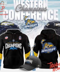 3D graphic 1 Toledo Walleye 2025 Echl Western Conference Champions Hoodie with bold design