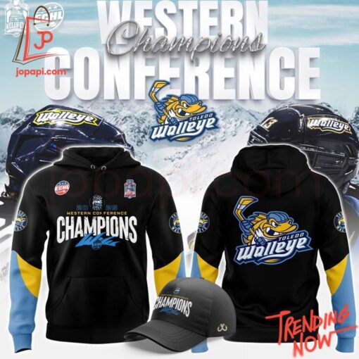 3D graphic 1 Toledo Walleye 2025 Echl Western Conference Champions Hoodie with bold design