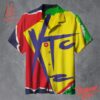 Vibrant 3D printed Xtc Band Drums And Wires Album Hawaiian Shirt featuring a bold design